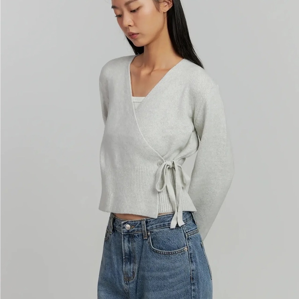 Gray Wrap Sweater - Picture 2 of 6